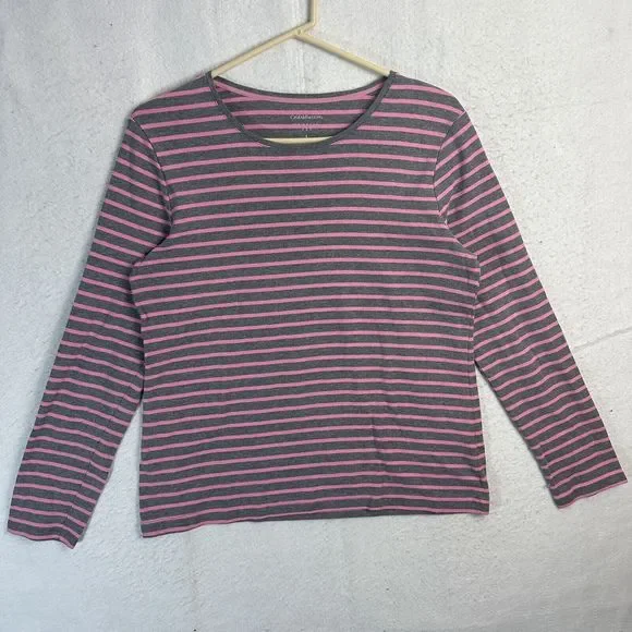 Pull Femme Croft & Barrow Taille XL - Rayures Noir Et Blanc, Manches Longues